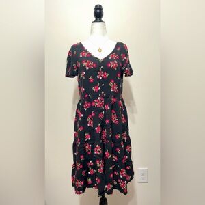 Suzy Shier Black Dress with Floral Pattern